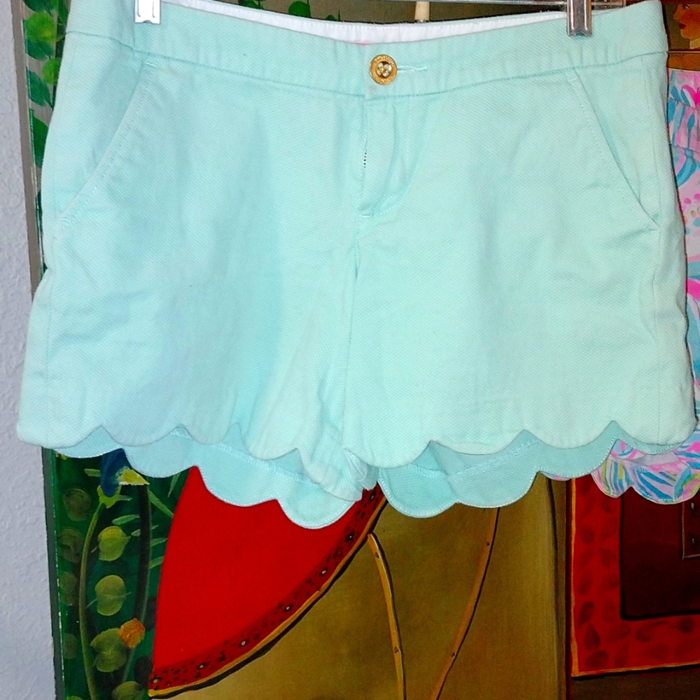 5 Separate Lilly Pulitzer Mint Green and Diff Colors Scalloped Hem Shorts-